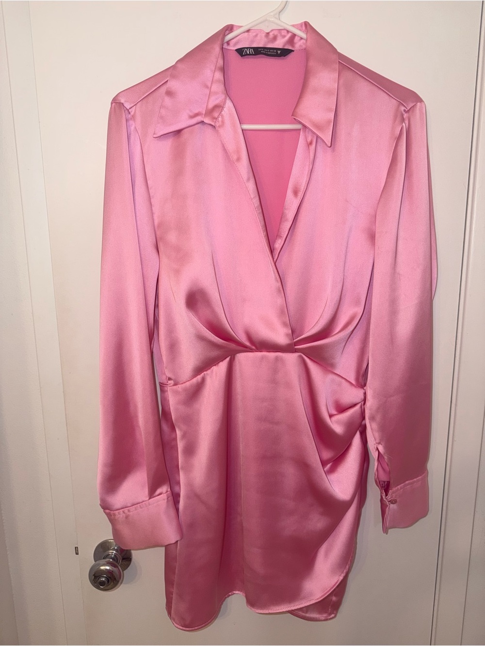 Zara Pink Satin Wrap-Style Chemise
